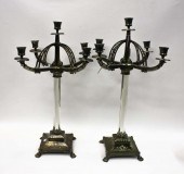 PAIR OF METAL AND ACRYLIC CAND