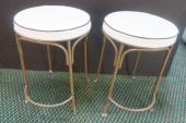 PAIR OF METAL AND VINYL STOOLS