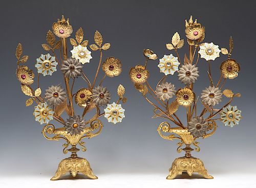 PAIR OF METAL GIRANDOLES WITH