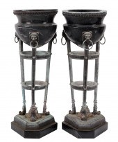 PAIR OF METAL-MOUNTED MARBLE A