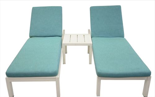 PAIR OF METAL OUTDOOR CHAISE LOUNGE