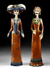 PAIR OF MEXICAN CERAMIC CATRIN