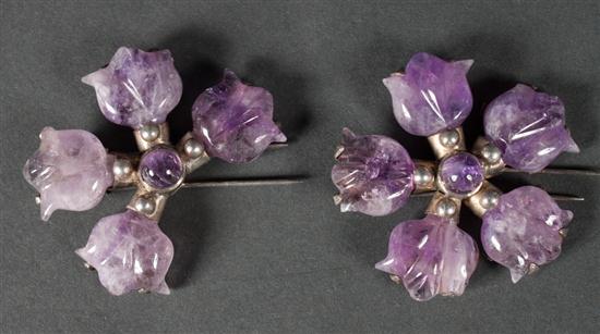 Pair of Mexican silver and carved
