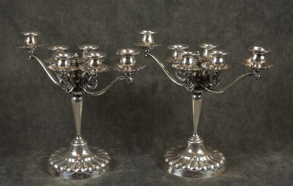 PAIR OF MEXICAN SILVER SIX-LIGHT
