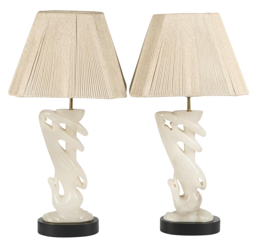 PAIR OF MID-CENTURY ABSTRACT CARVED