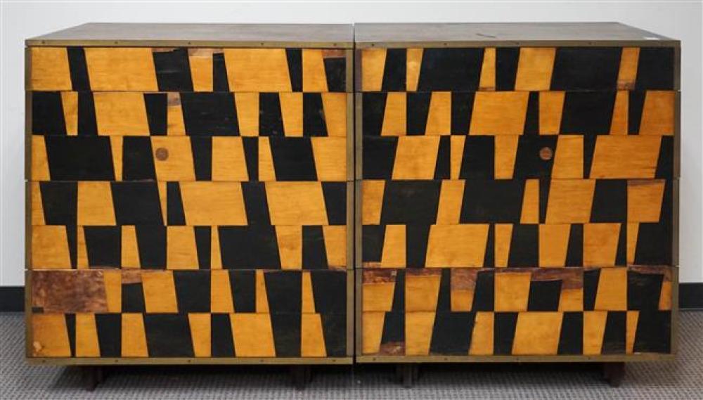 PAIR OF MID CENTURY INLAID WOOD AND