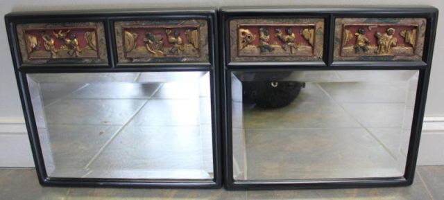 Pair of Midcentury Beveled