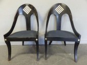 Pair of Midcentury Black Lacqu