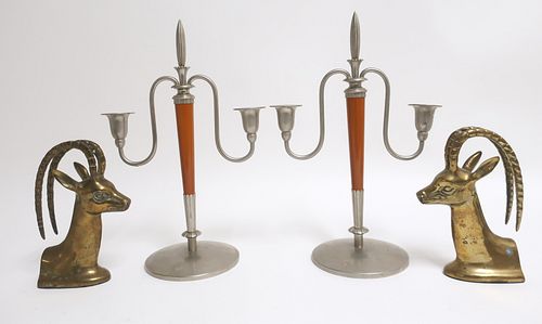 PAIR OF MIDCENTURY CANDELABRA &