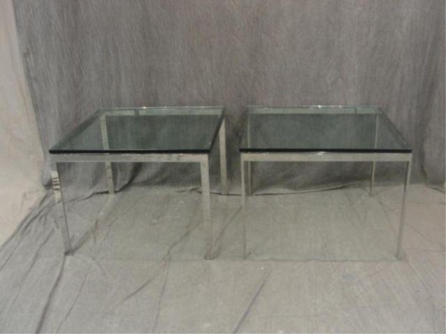 Pair of Midcentury Chrome & Glass