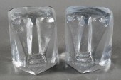 PAIR OF MIDCENTURY GLASS FACE