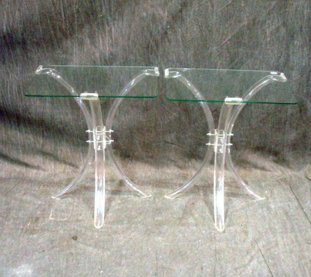 Pair of Midcentury Lucite & Glass