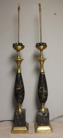 Pair of Midcentury Marble and Brass