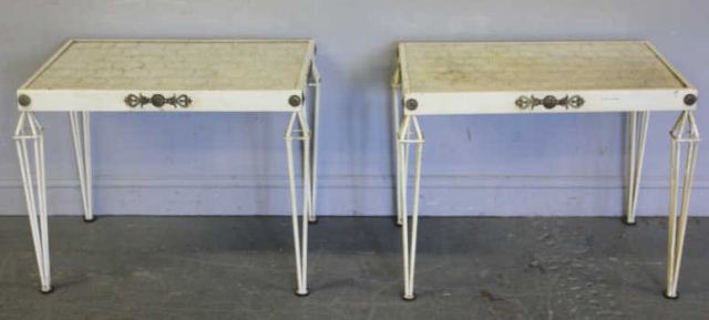 Pair of Midcentury White Painted