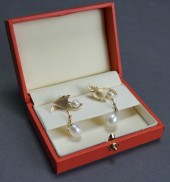 PAIR OF MIKIMOTO 14-KARAT YELL