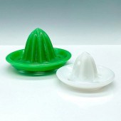 PAIR OF MILK GLASS JUICER LIDS