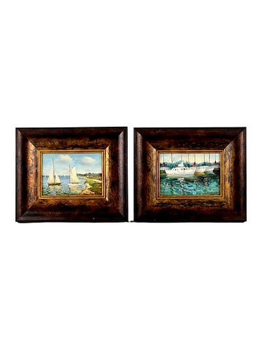 PAIR OF MINI OIL ON BOARD SEASCAPES