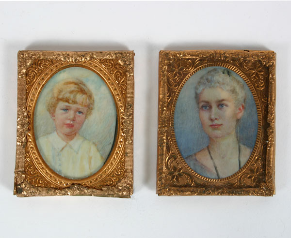 Pair of miniature portraits of a