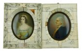 PAIR OF MINIATURE PORTRAITS ON