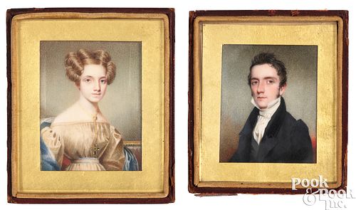 PAIR OF MINIATURE WATERCOLOR ON