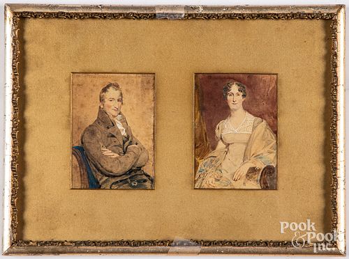 PAIR OF MINIATURE WATERCOLOR