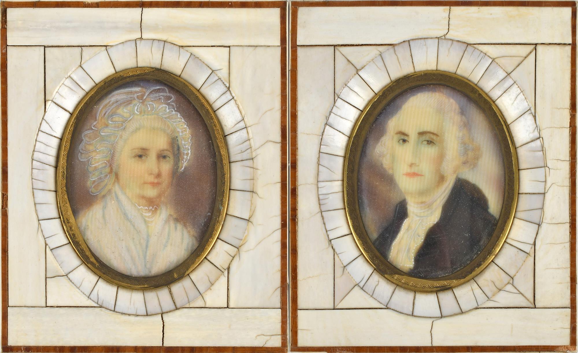 PAIR OF MINIATURES, GEORGE AND