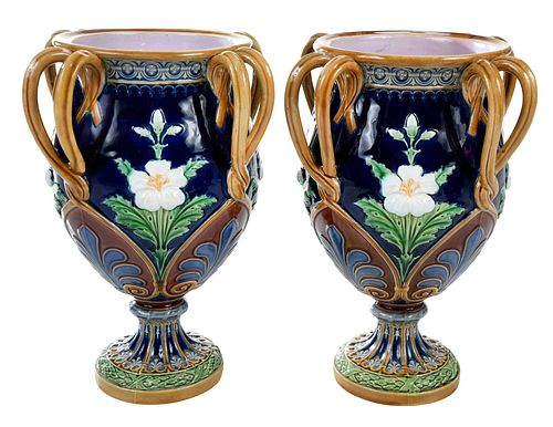 PAIR OF MINTON MAJOLICA