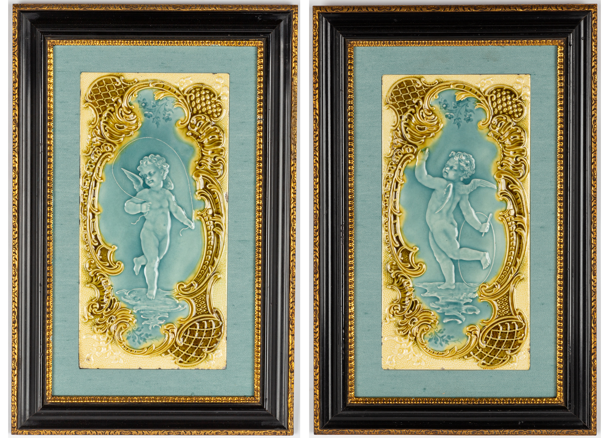 PAIR OF MINTON STYLE TILES Pair