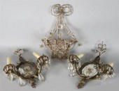 PAIR OF MIRRORED AND BEADED WA