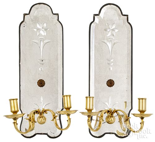 PAIR OF MIRRORED BRASS