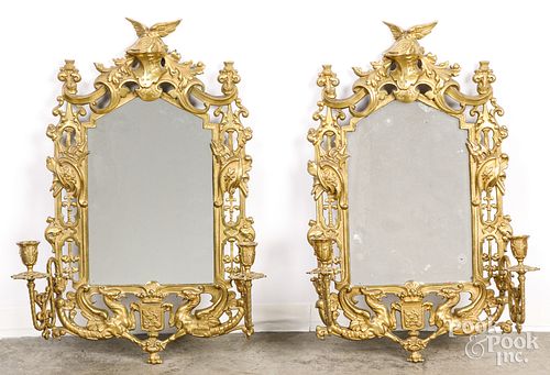 PAIR OF MIRRORED BRASS