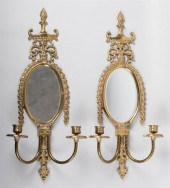 PAIR OF MIRRORED BRASS TWO-LIG