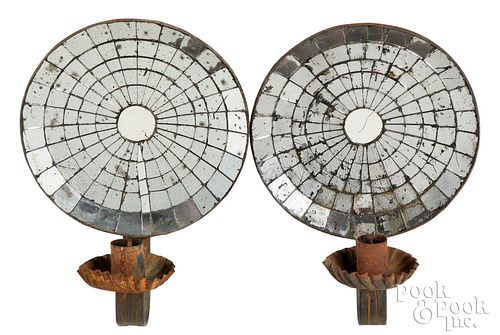 PAIR OF MIRRORED TIN CANDLE