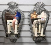 PAIR OF MIRRORED TIN TWO-LIGHT