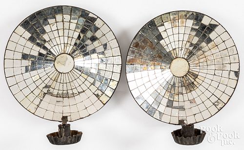PAIR OF MIRRORED WALL SCONCES,