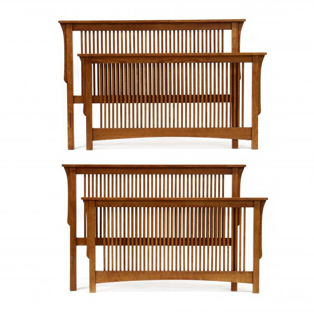 PAIR OF MISSION OAK STYLE QUEEN