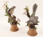 PAIR OF MOCKINGBIRDS PORCELAIN