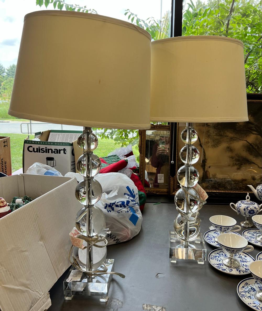 PAIR OF MODERN ACRYLIC AND CHROME
