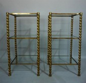 PAIR OF MODERN BRASS AND GLASS