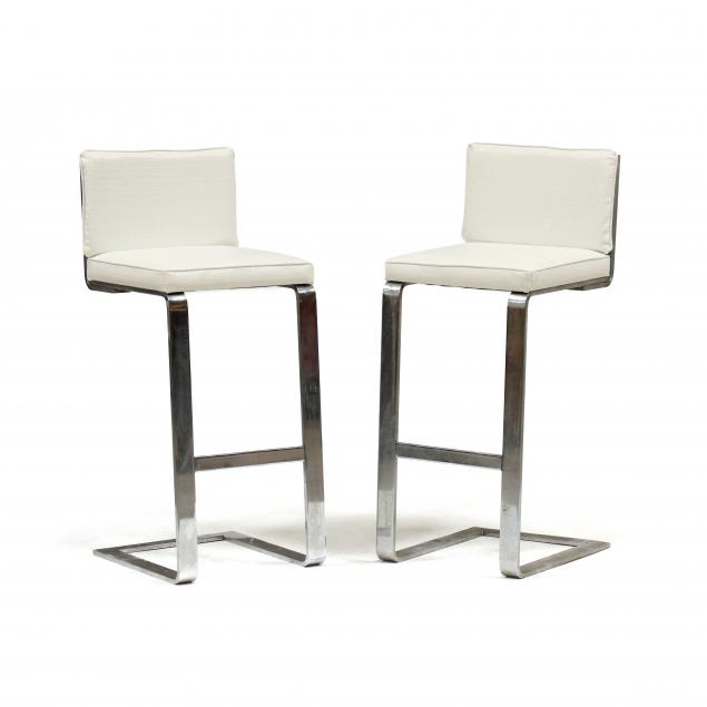 PAIR OF MODERN CANTILEVERED STEEL
