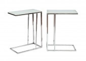 PAIR OF MODERN CHROME AND GLAS
