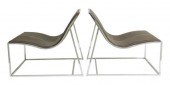 PAIR OF MODERN CHROME AND FAUX