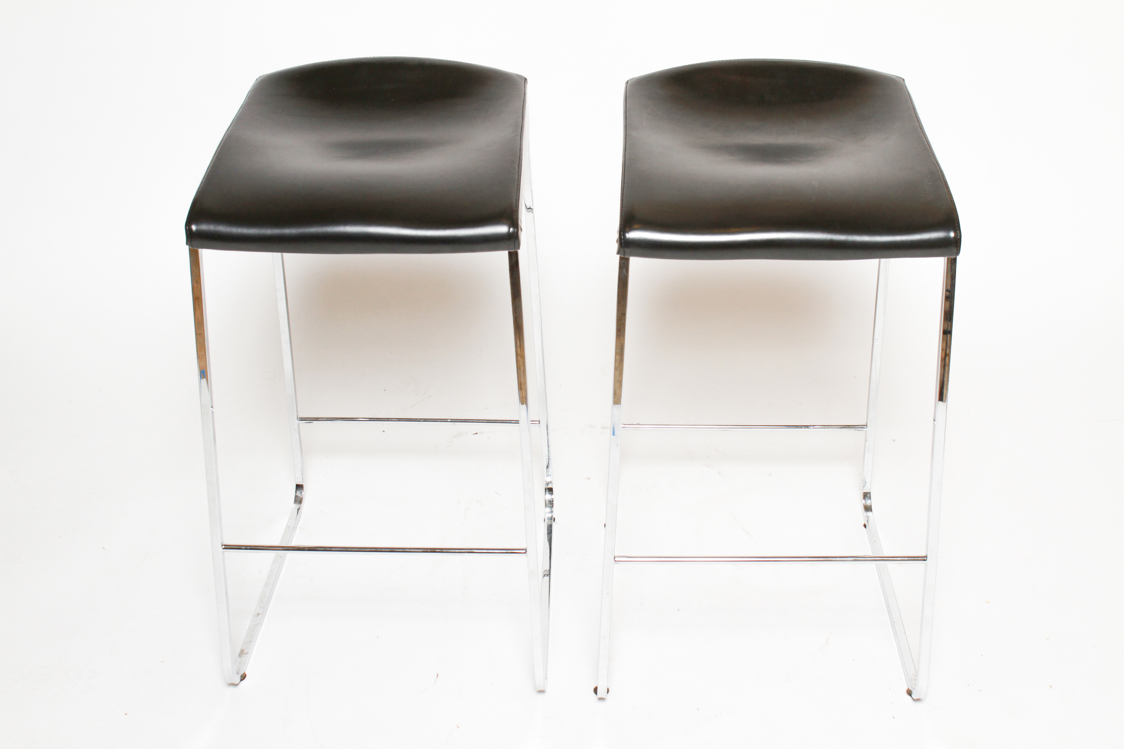 PAIR OF MODERN CHROME AND VINYL BAR