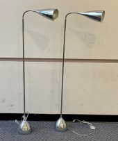 PAIR OF MODERN CHROME PLATED G