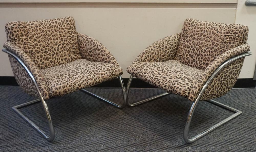 PAIR OF MODERN CHROME PLATED AND