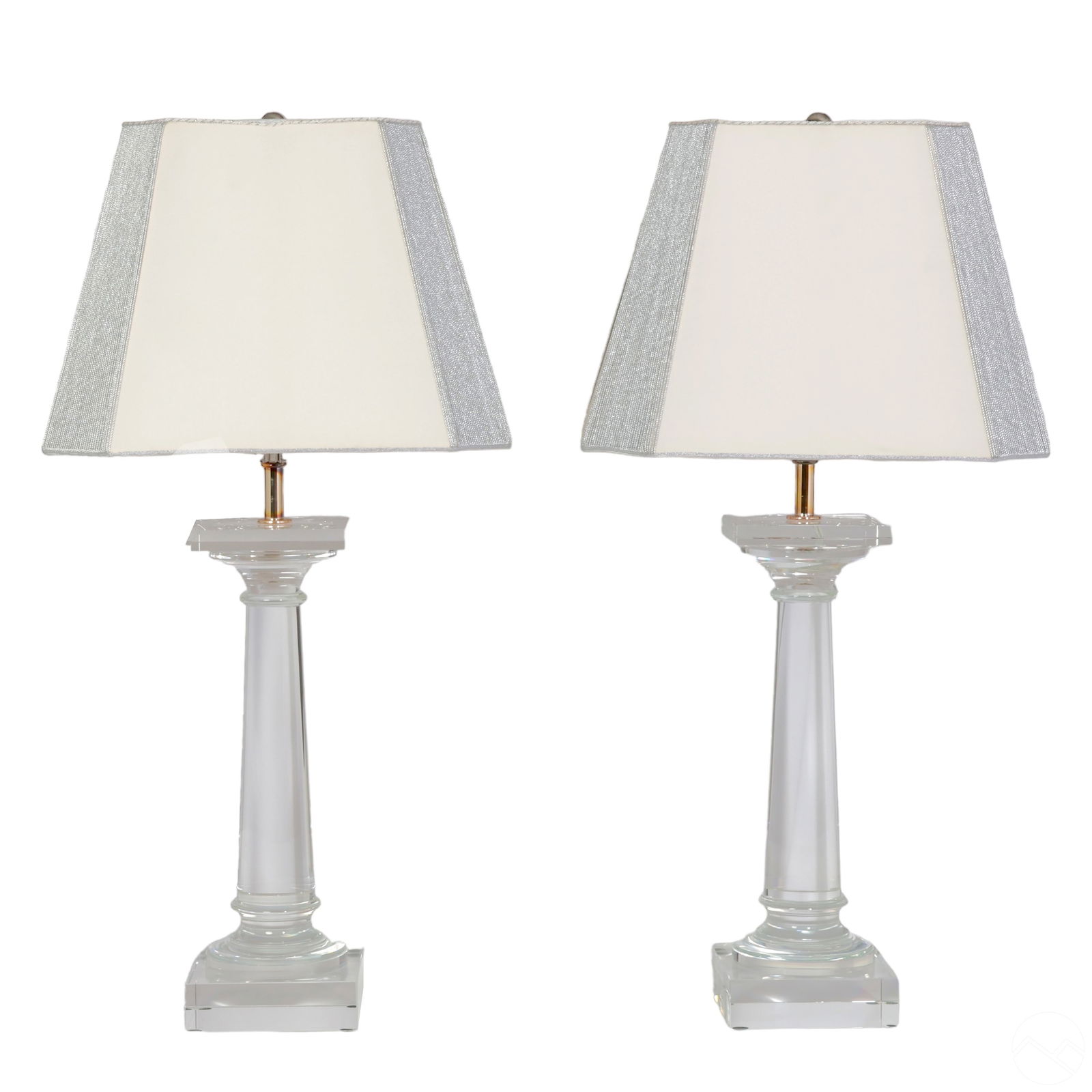 PAIR OF MODERN CLEAR CRYSTAL COLUMN
