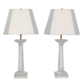 PAIR OF MODERN CLEAR CRYSTAL C