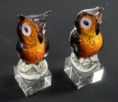 PAIR OF MODERN CRYSTAL OWL-FOR