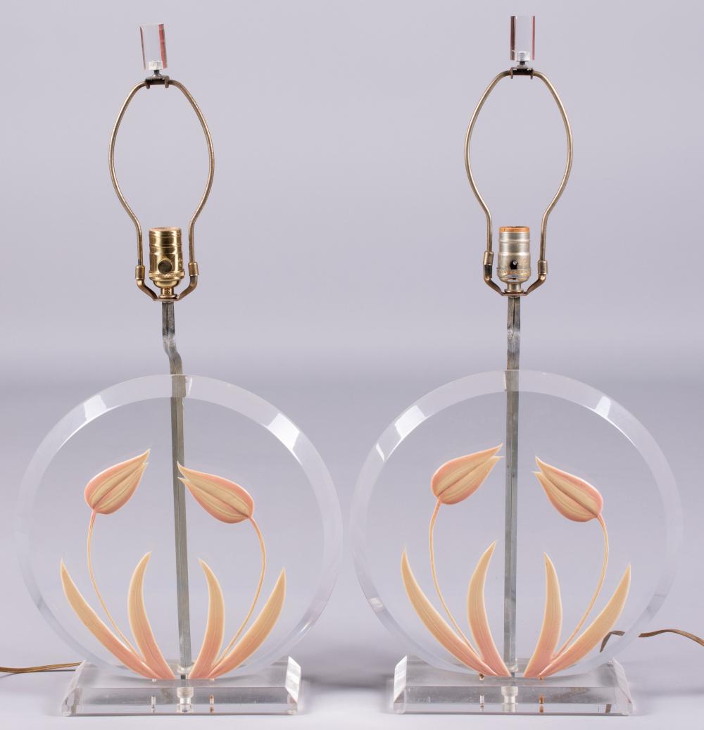PAIR OF MODERN ENAMELED LUCITE