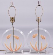 PAIR OF MODERN ENAMELED LUCITE